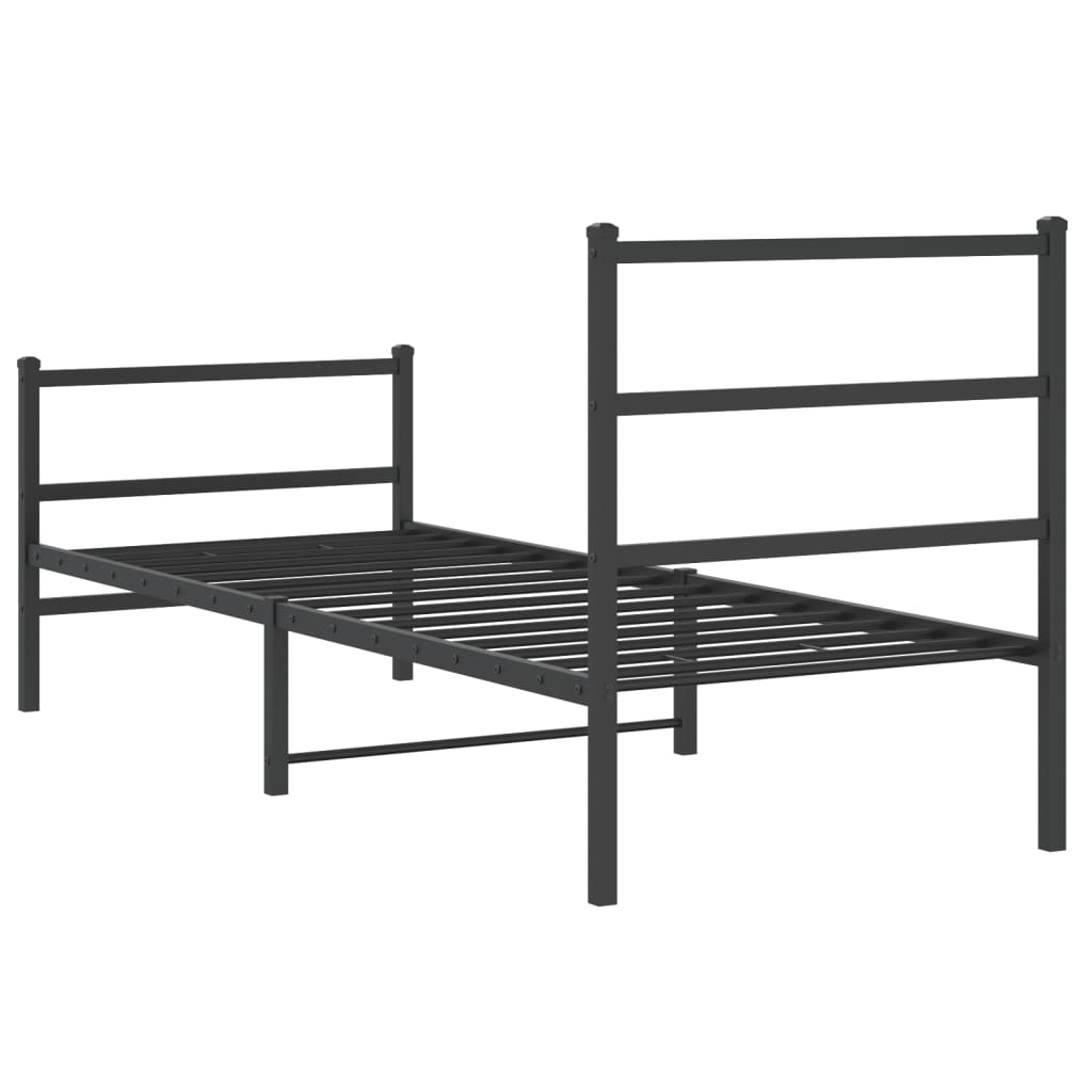Bedframe met hoofd- en voeteneinde metaal zwart 75x190 cm is nu te koop bij PeponiXL, paradijselijk wonen!