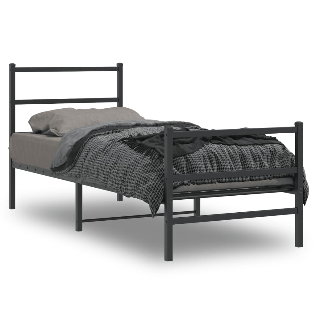 Bedframe met hoofd- en voeteneinde metaal zwart 75x190 cm is nu te koop bij PeponiXL, paradijselijk wonen!