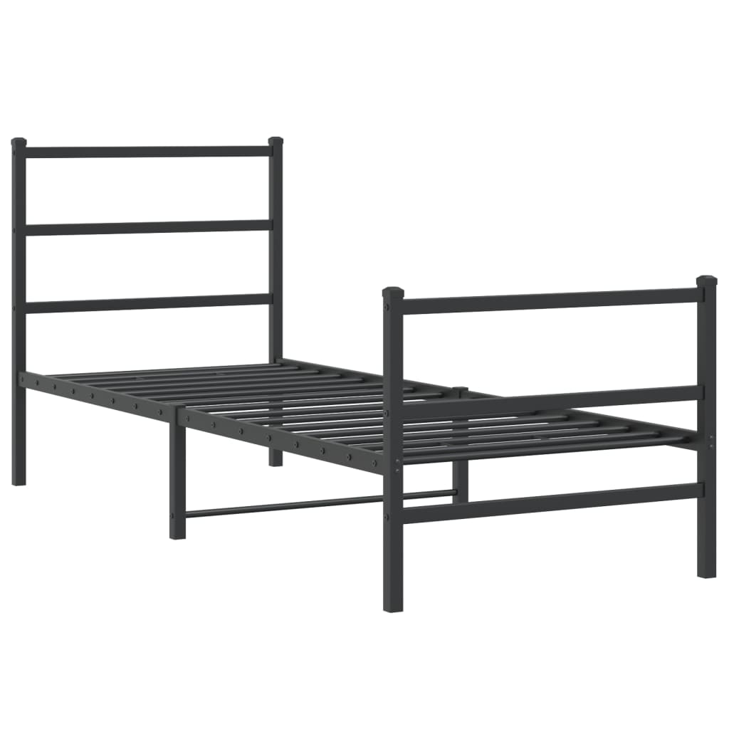 Bedframe met hoofd- en voeteneinde metaal zwart 80x200 cm is nu te koop bij PeponiXL, paradijselijk wonen!