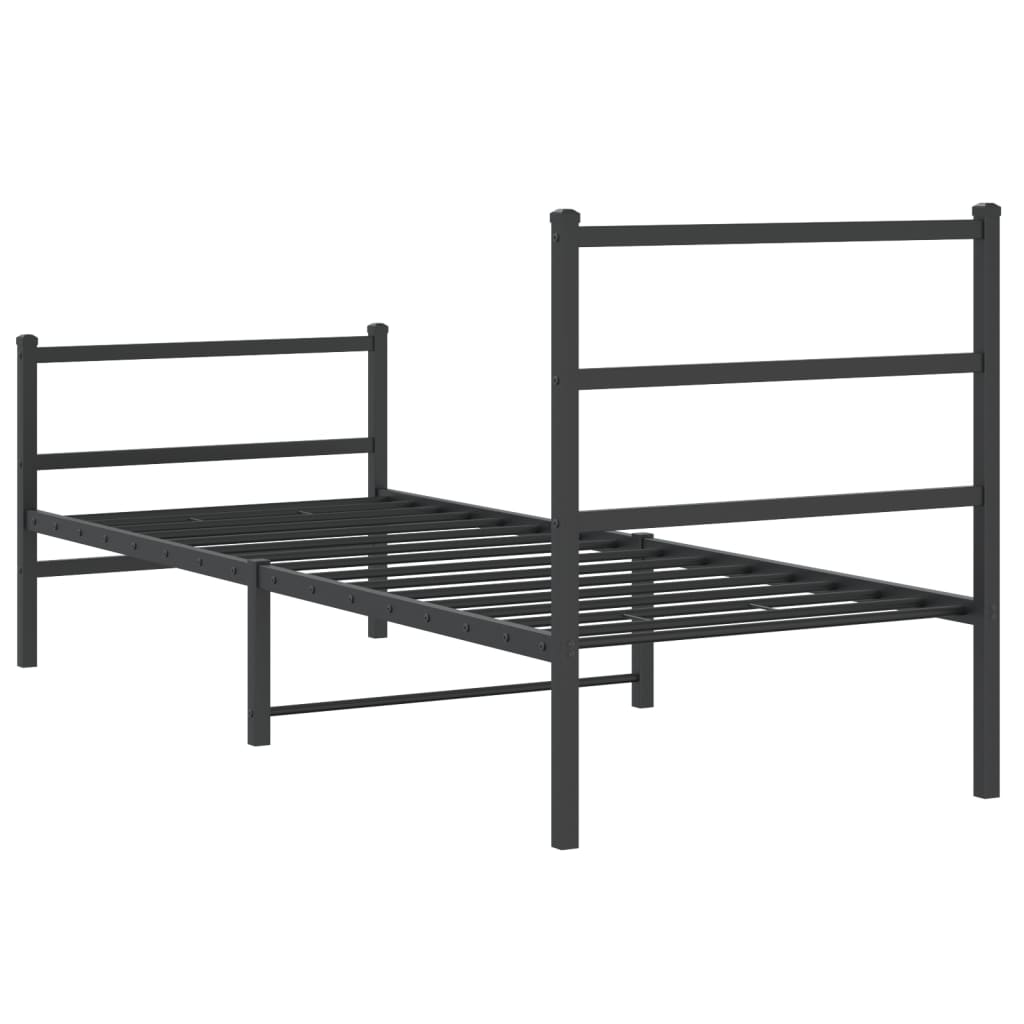 Bedframe met hoofd- en voeteneinde metaal zwart 80x200 cm is nu te koop bij PeponiXL, paradijselijk wonen!