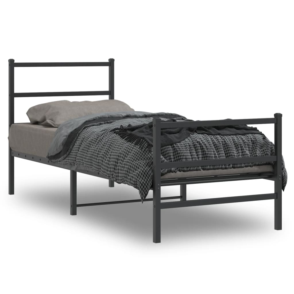 Bedframe met hoofd- en voeteneinde metaal zwart 80x200 cm is nu te koop bij PeponiXL, paradijselijk wonen!