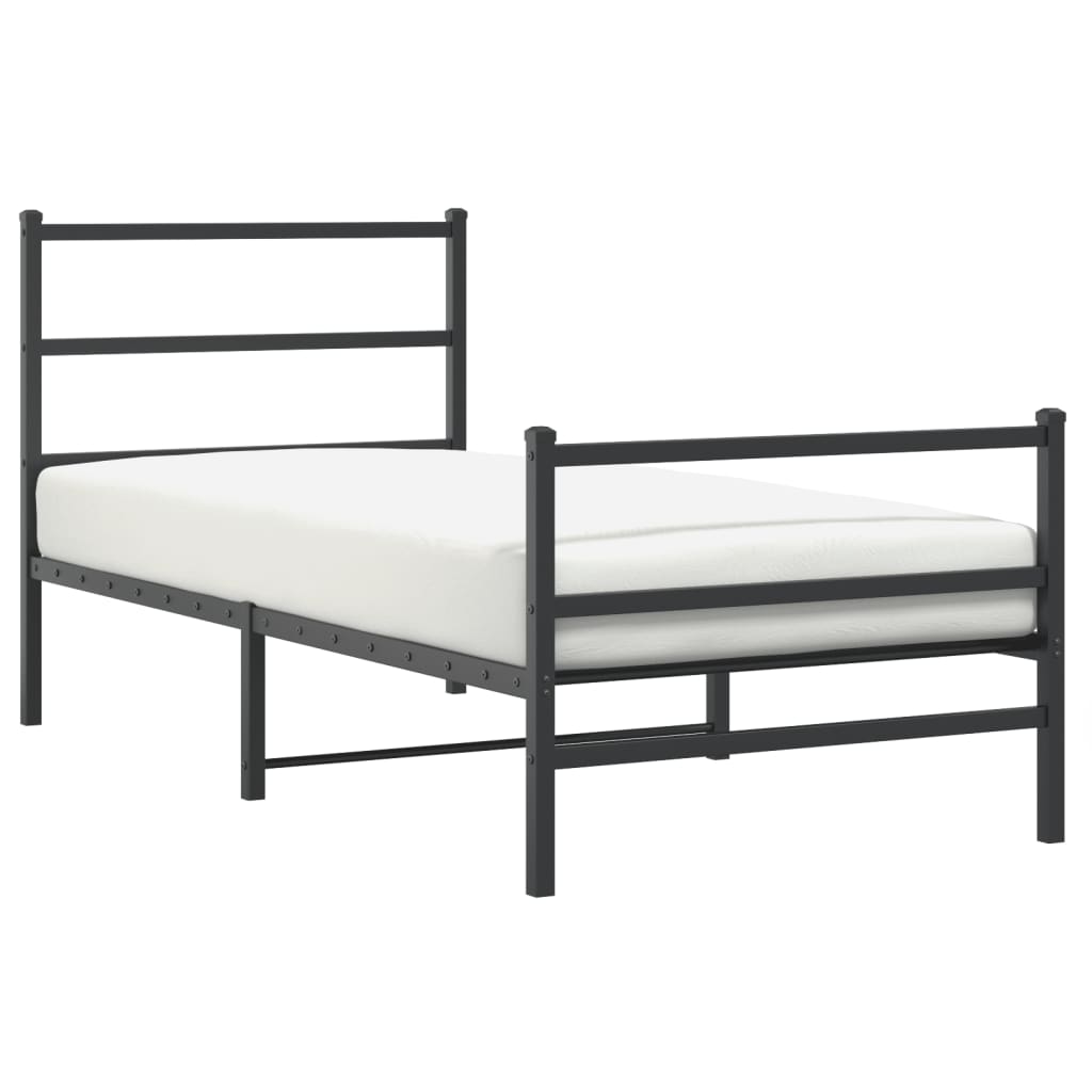 Bedframe met hoofd- en voeteneinde metaal zwart 90x190 cm is nu te koop bij PeponiXL, paradijselijk wonen!