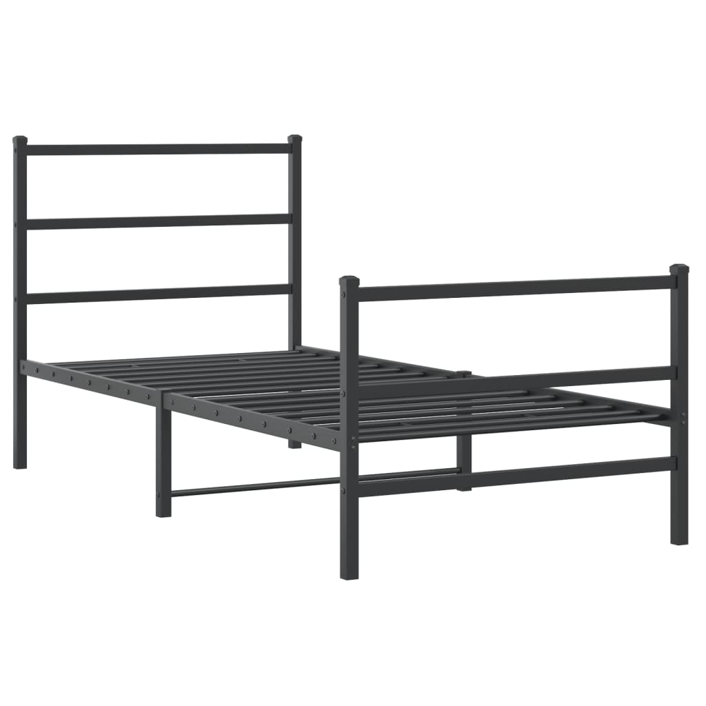 Bedframe met hoofd- en voeteneinde metaal zwart 90x190 cm is nu te koop bij PeponiXL, paradijselijk wonen!