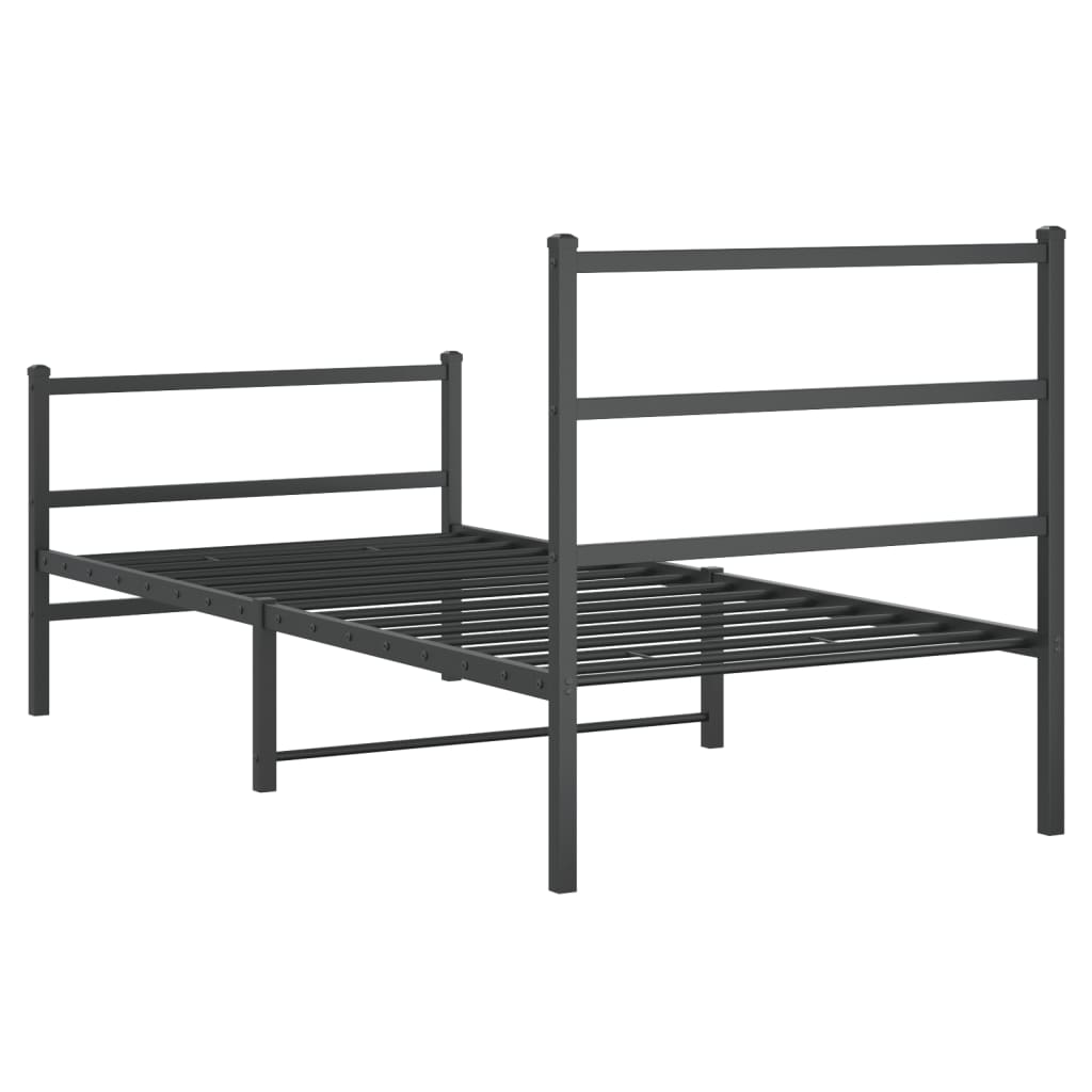 Bedframe met hoofd- en voeteneinde metaal zwart 90x190 cm is nu te koop bij PeponiXL, paradijselijk wonen!