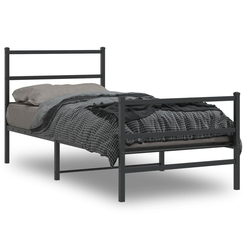 Bedframe met hoofd- en voeteneinde metaal zwart 90x190 cm is nu te koop bij PeponiXL, paradijselijk wonen!