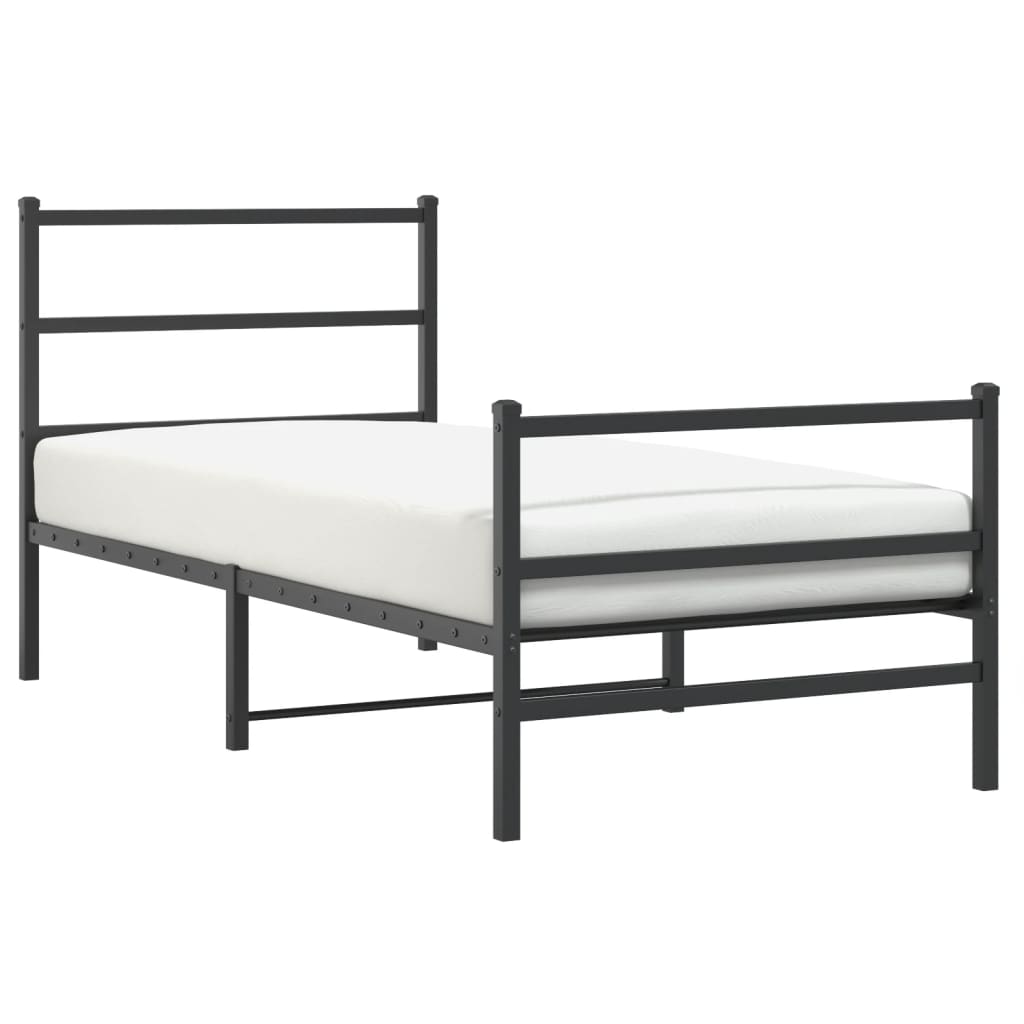 Bedframe met hoofd- en voeteneinde metaal zwart 90x200 cm is nu te koop bij PeponiXL, paradijselijk wonen!