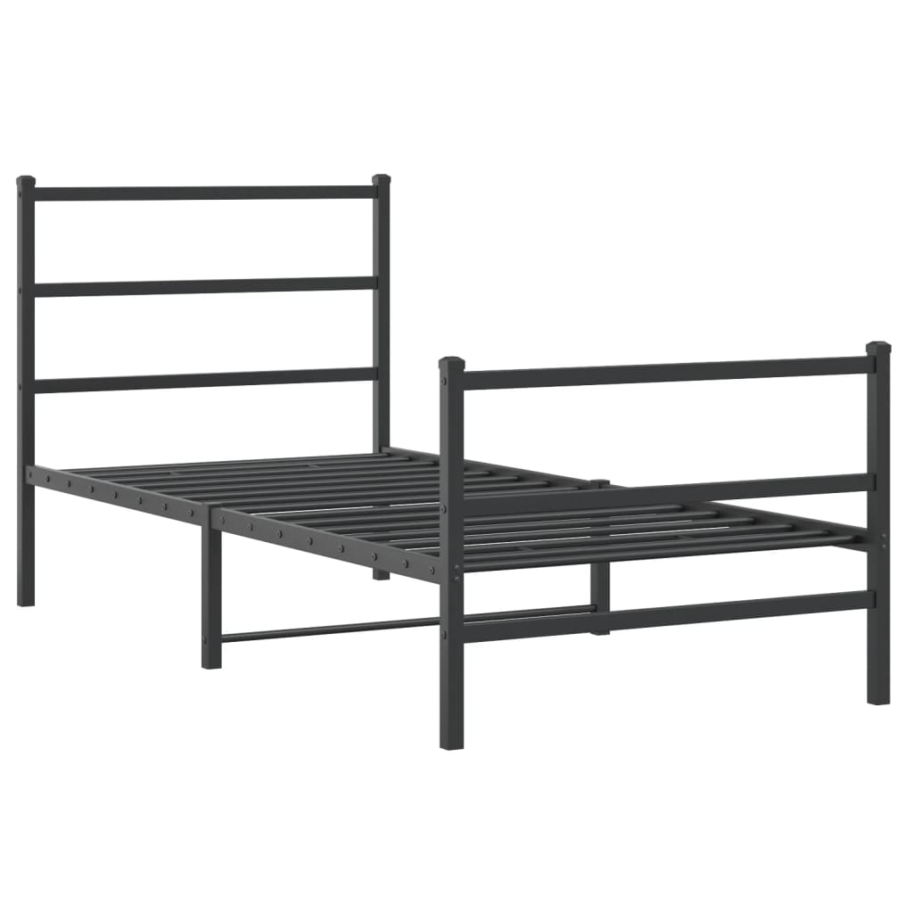 Bedframe met hoofd- en voeteneinde metaal zwart 90x200 cm is nu te koop bij PeponiXL, paradijselijk wonen!