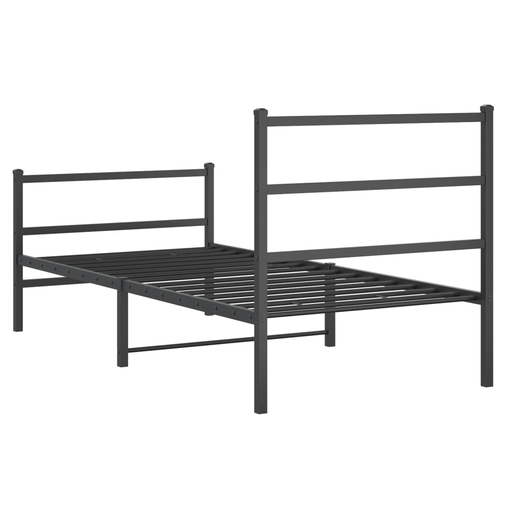 Bedframe met hoofd- en voeteneinde metaal zwart 90x200 cm is nu te koop bij PeponiXL, paradijselijk wonen!