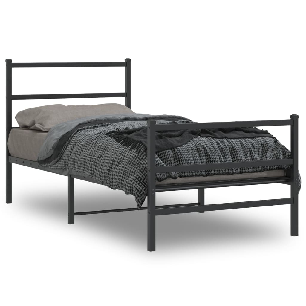 Bedframe met hoofd- en voeteneinde metaal zwart 90x200 cm is nu te koop bij PeponiXL, paradijselijk wonen!