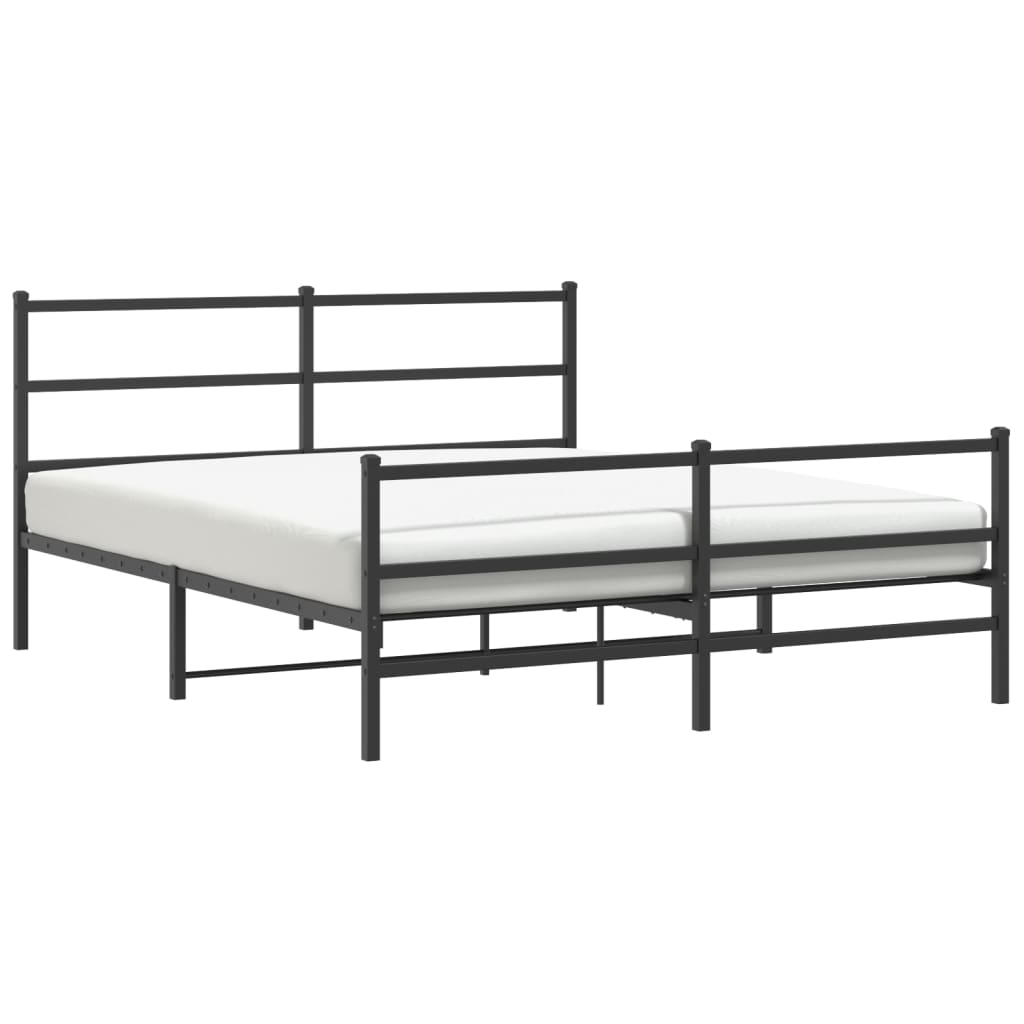 Bedframe met hoofd- en voeteneinde metaal zwart 150x200 cm is nu te koop bij PeponiXL, paradijselijk wonen!