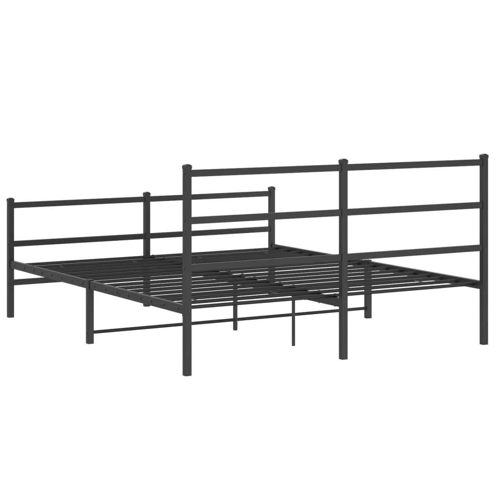 Bedframe met hoofd- en voeteneinde metaal zwart 150x200 cm is nu te koop bij PeponiXL, paradijselijk wonen!