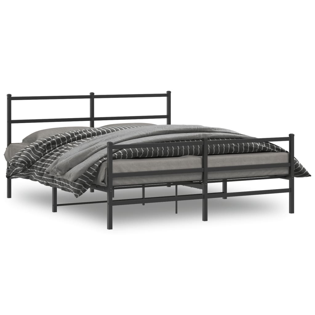 Bedframe met hoofd- en voeteneinde metaal zwart 150x200 cm is nu te koop bij PeponiXL, paradijselijk wonen!