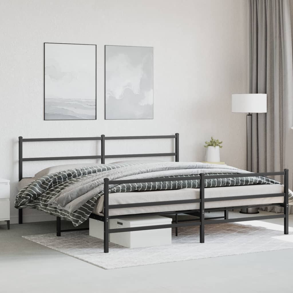 Bedframe met hoofd- en voeteneinde metaal zwart 180x200 cm is nu te koop bij PeponiXL, paradijselijk wonen!