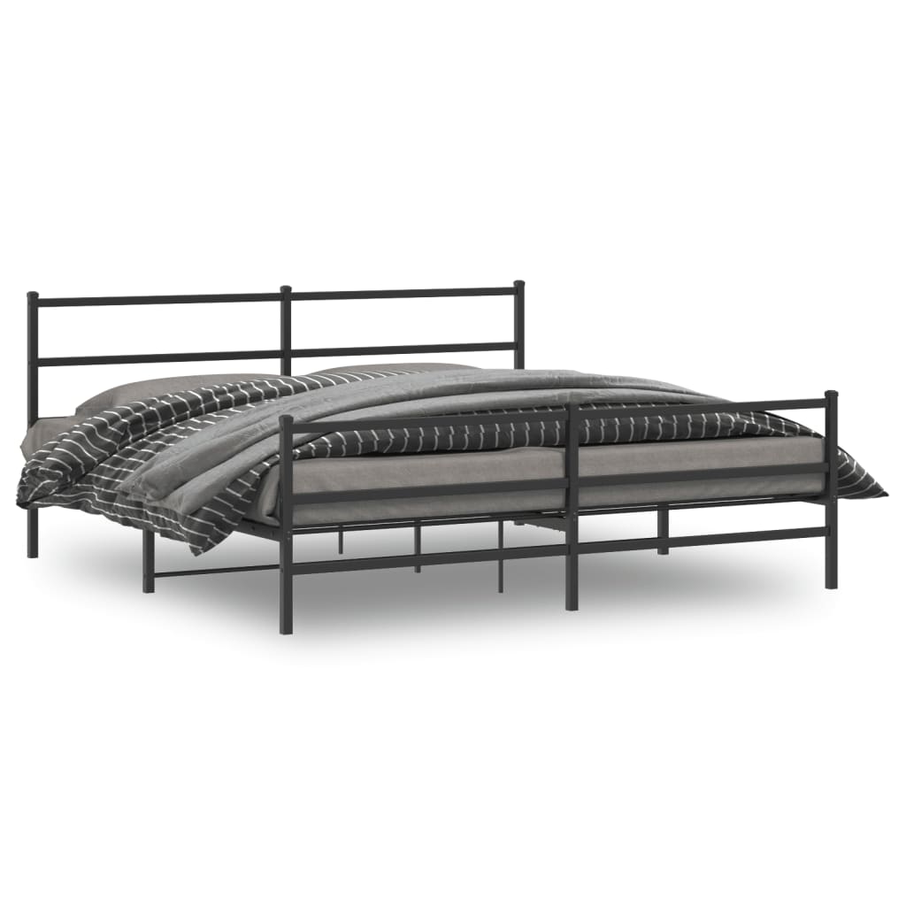 Bedframe met hoofd- en voeteneinde metaal zwart 180x200 cm is nu te koop bij PeponiXL, paradijselijk wonen!