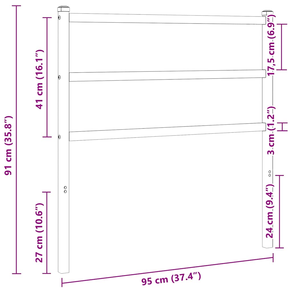 Vervangend hoofdbord 90 cm metaal zwart is nu te koop bij PeponiXL, paradijselijk wonen!
