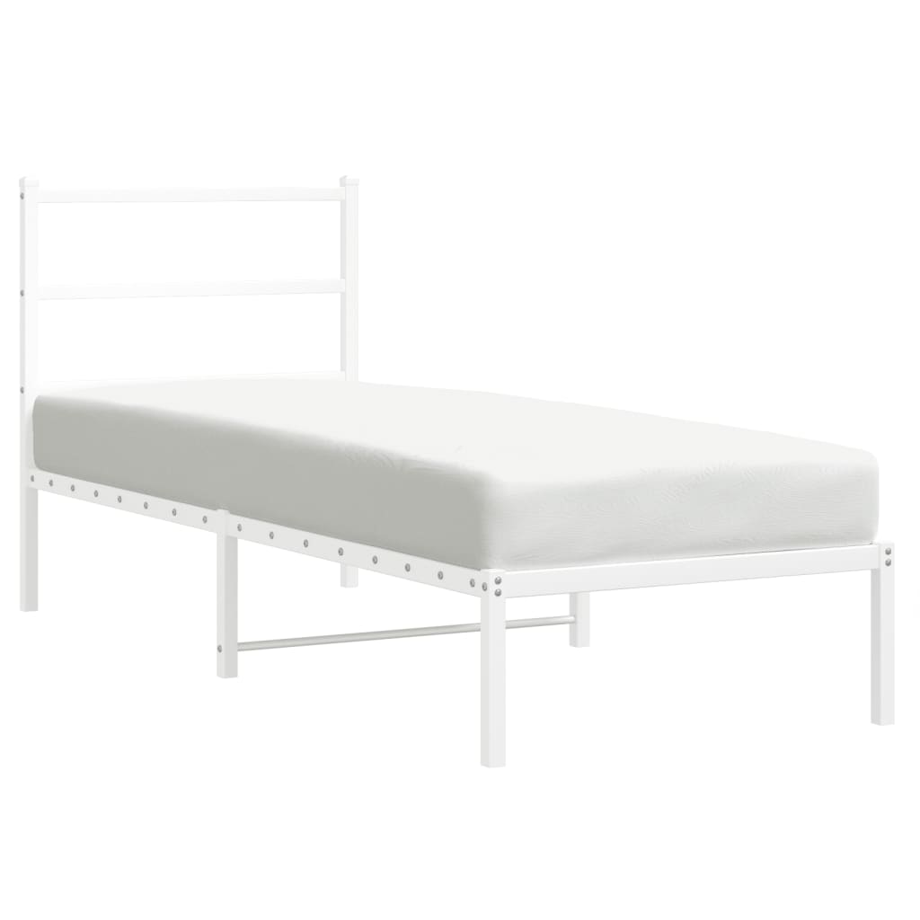 Bedframe met hoofdbord metaal wit 80x200 cm is nu te koop bij PeponiXL, paradijselijk wonen!