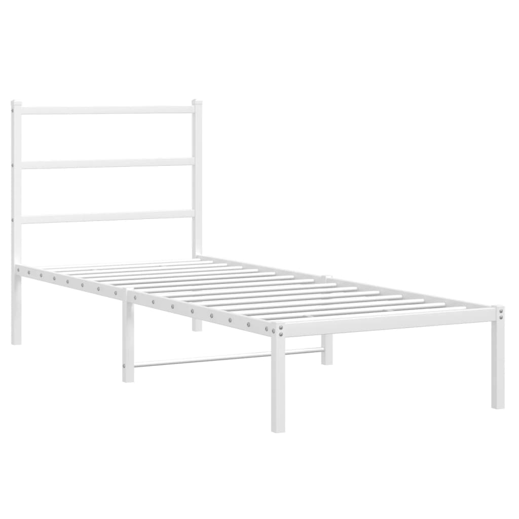 Bedframe met hoofdbord metaal wit 80x200 cm is nu te koop bij PeponiXL, paradijselijk wonen!