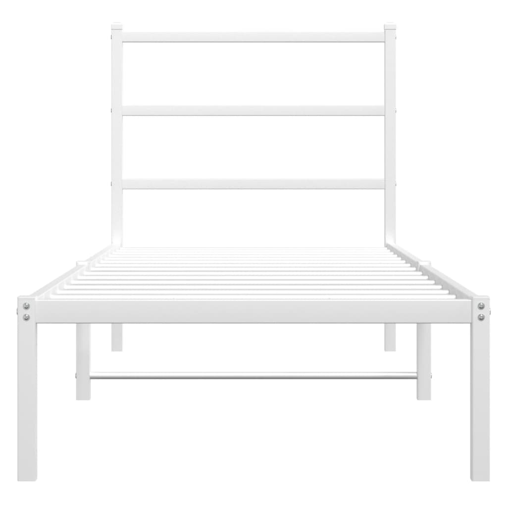 Bedframe met hoofdbord metaal wit 80x200 cm is nu te koop bij PeponiXL, paradijselijk wonen!