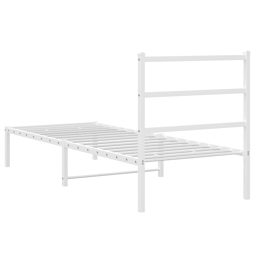 Bedframe met hoofdbord metaal wit 80x200 cm is nu te koop bij PeponiXL, paradijselijk wonen!