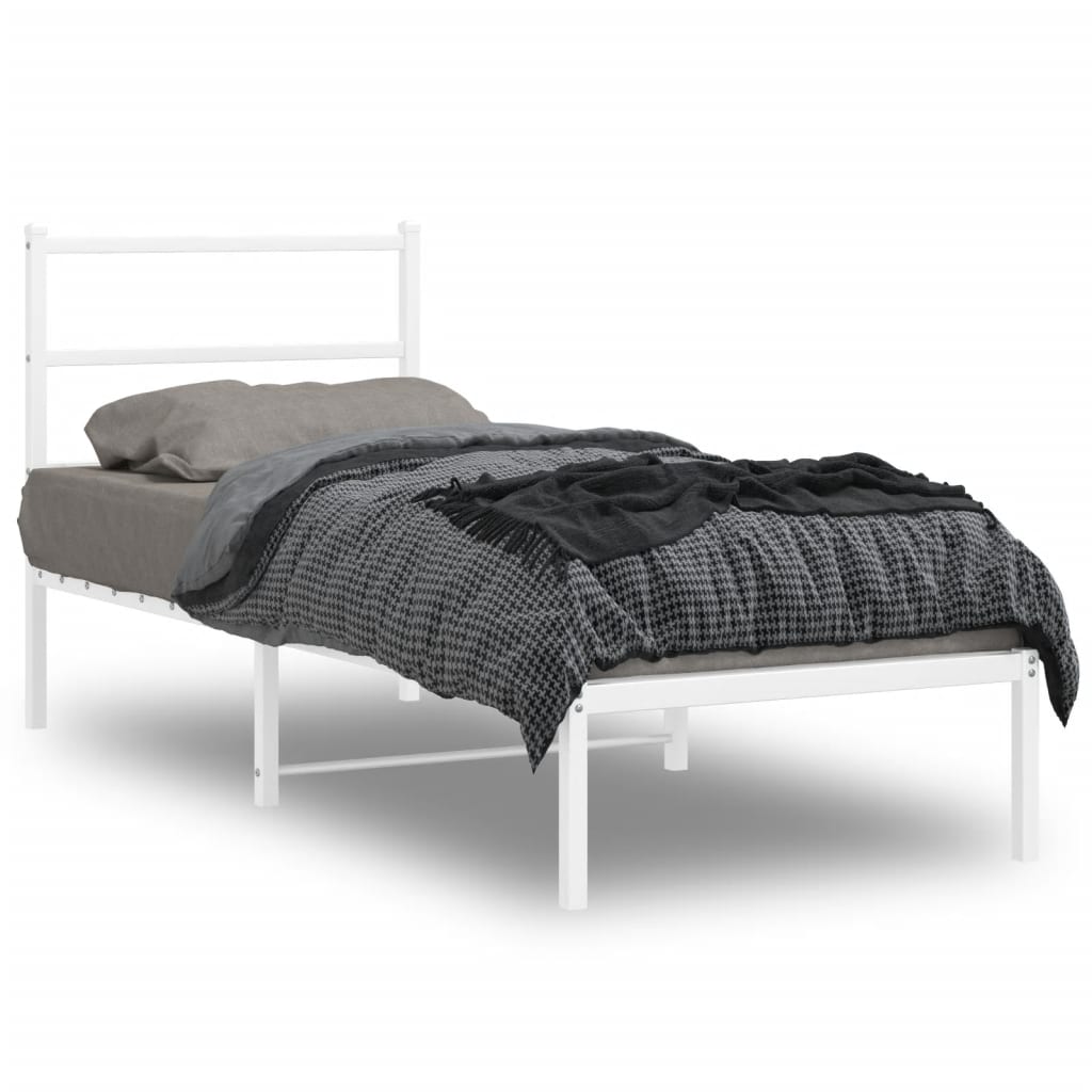 Bedframe met hoofdbord metaal wit 80x200 cm is nu te koop bij PeponiXL, paradijselijk wonen!