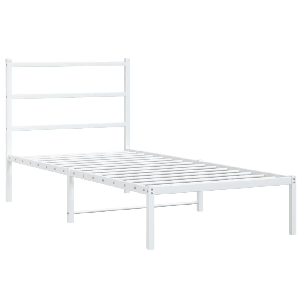 Bedframe met hoofdbord metaal wit 90x190 cm is nu te koop bij PeponiXL, paradijselijk wonen!