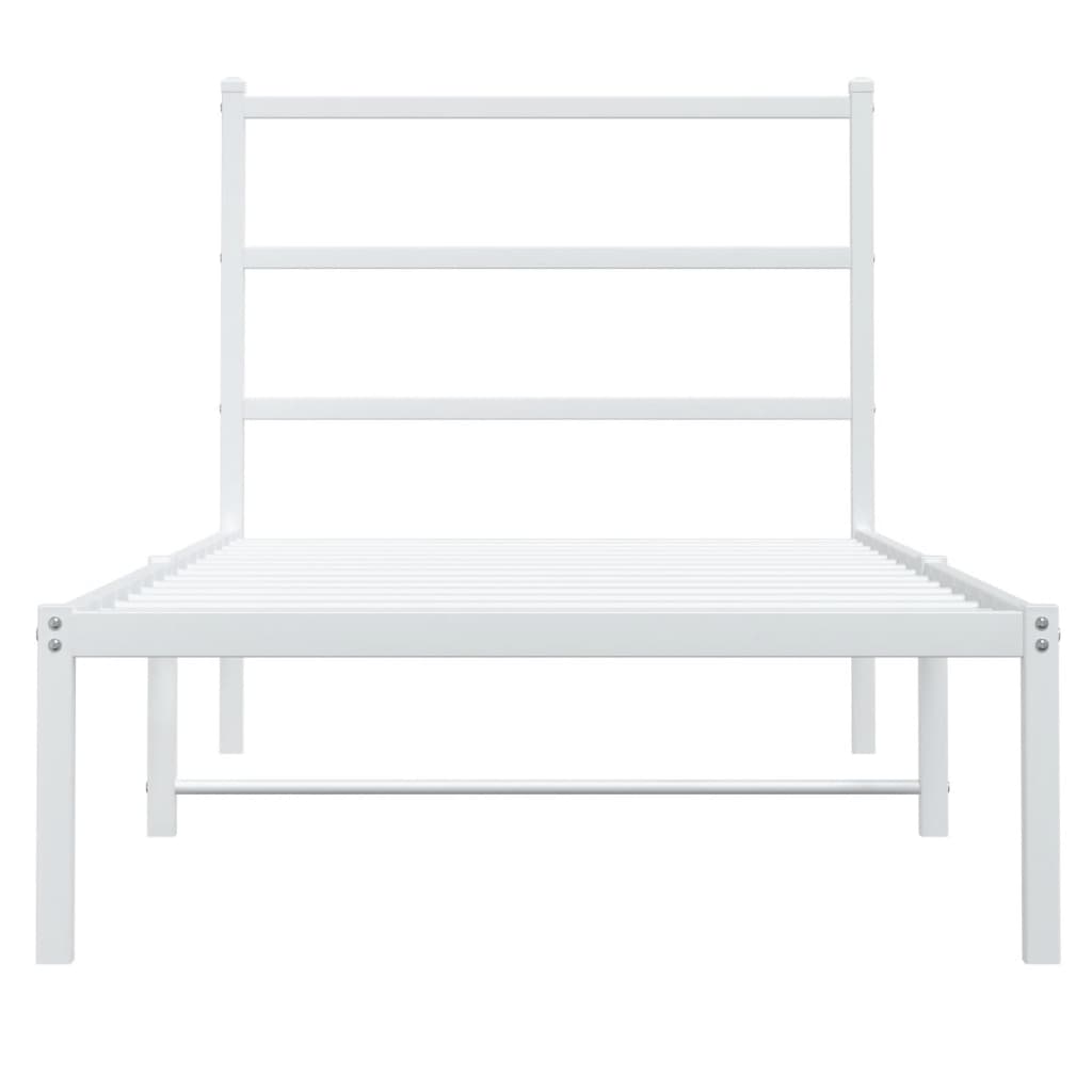 Bedframe met hoofdbord metaal wit 90x190 cm is nu te koop bij PeponiXL, paradijselijk wonen!