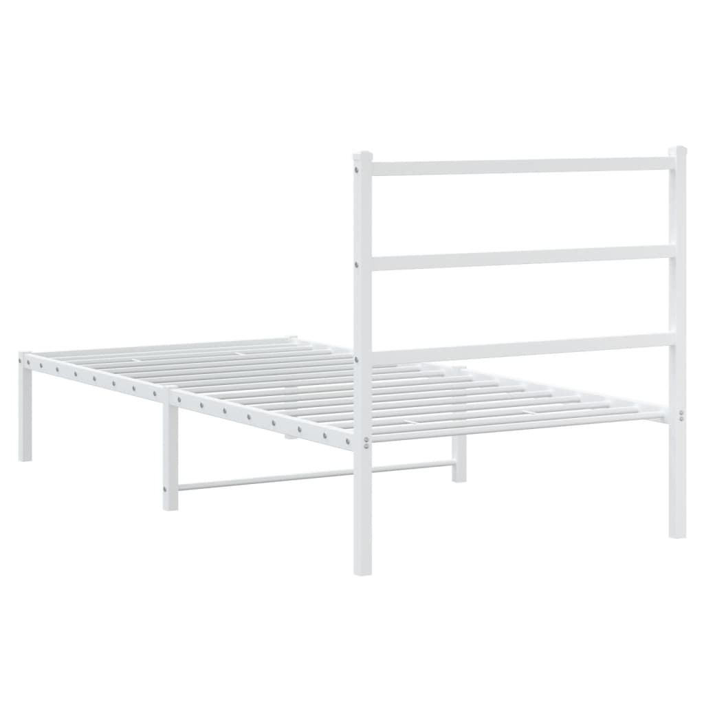 Bedframe met hoofdbord metaal wit 90x190 cm is nu te koop bij PeponiXL, paradijselijk wonen!