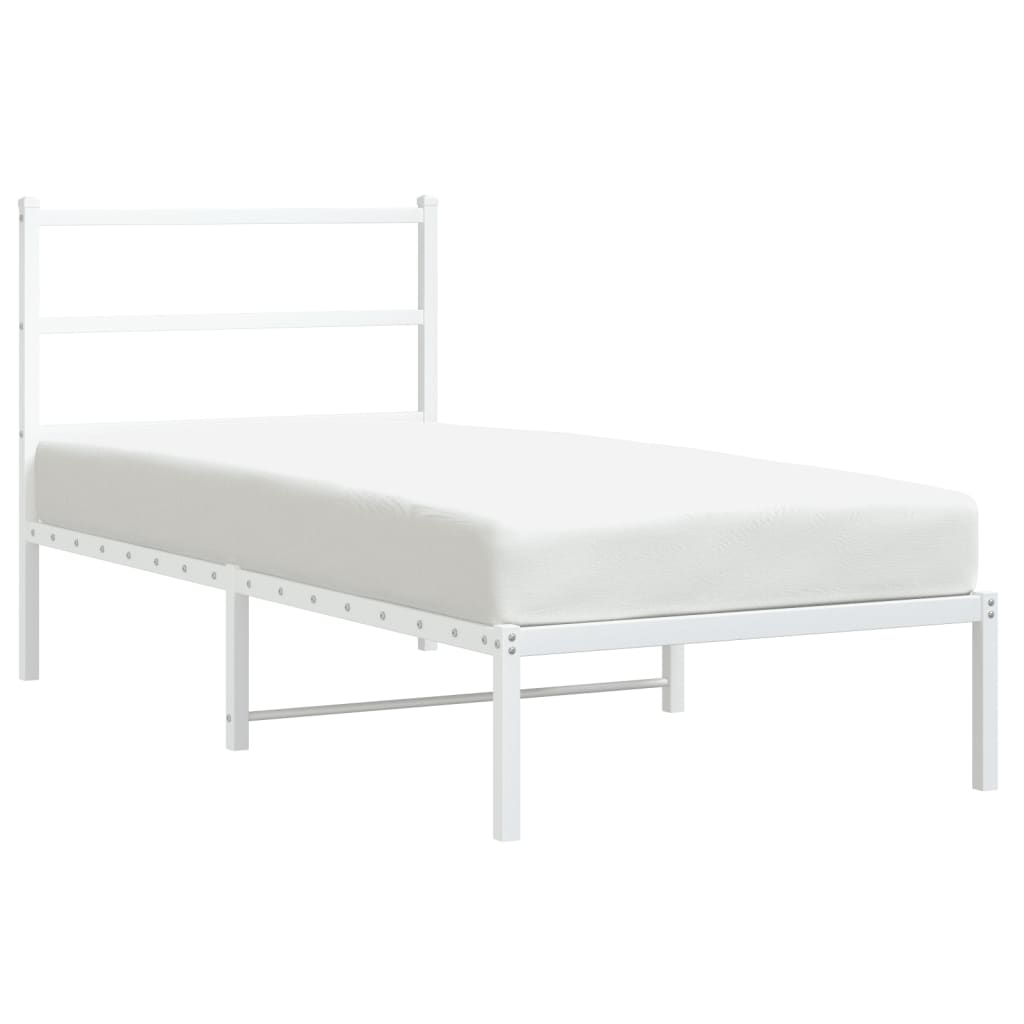 Bedframe met hoofdbord metaal wit 90x200 cm is nu te koop bij PeponiXL, paradijselijk wonen!