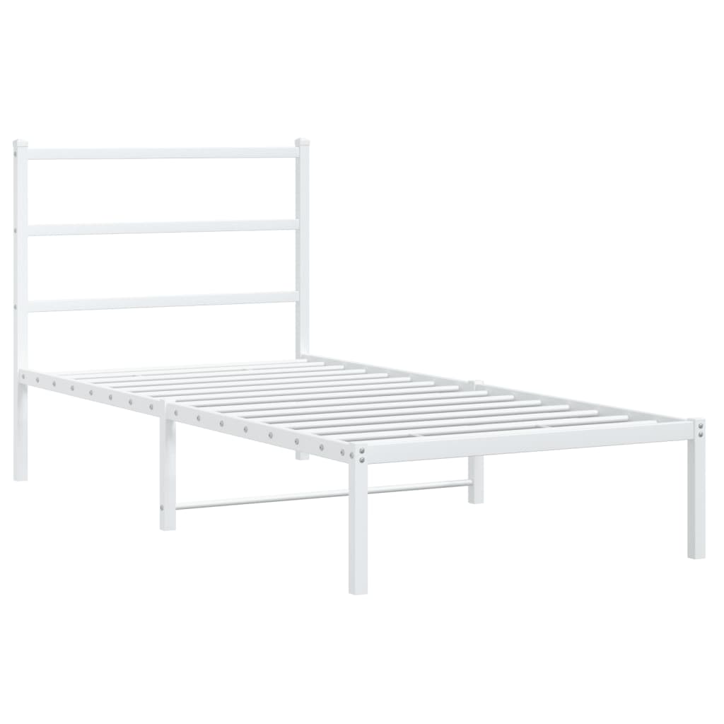 Bedframe met hoofdbord metaal wit 90x200 cm is nu te koop bij PeponiXL, paradijselijk wonen!