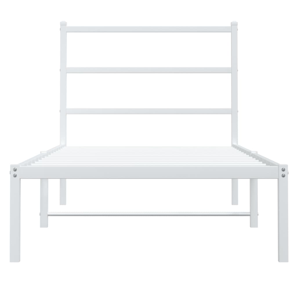 Bedframe met hoofdbord metaal wit 90x200 cm is nu te koop bij PeponiXL, paradijselijk wonen!