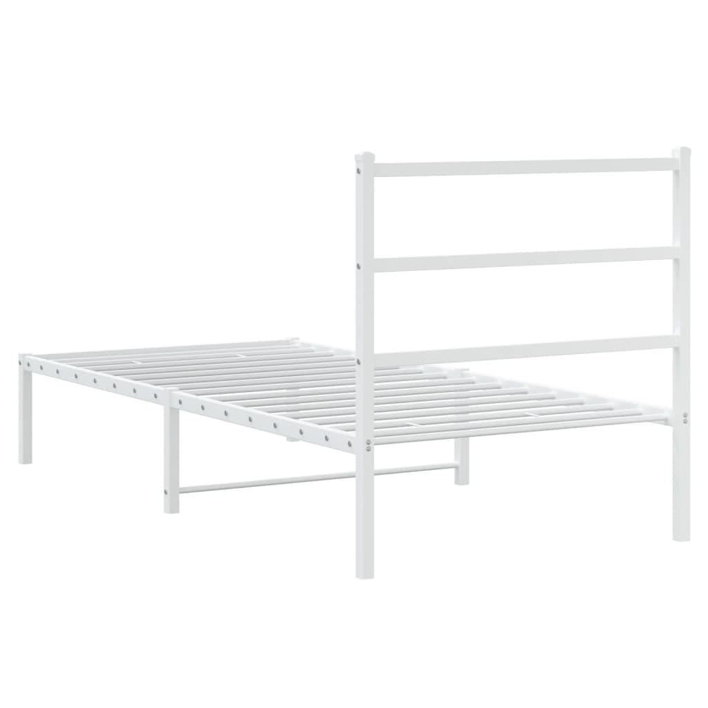 Bedframe met hoofdbord metaal wit 90x200 cm is nu te koop bij PeponiXL, paradijselijk wonen!
