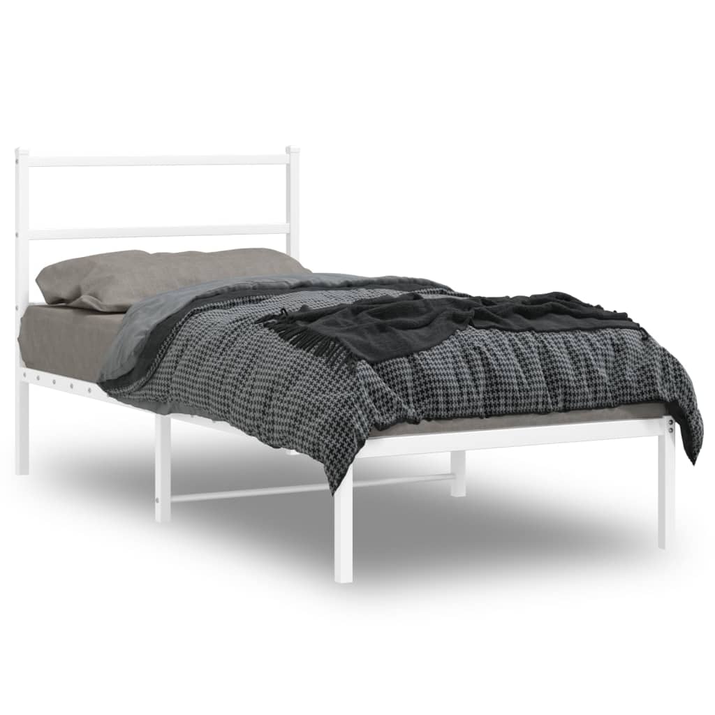 Bedframe met hoofdbord metaal wit 90x200 cm is nu te koop bij PeponiXL, paradijselijk wonen!
