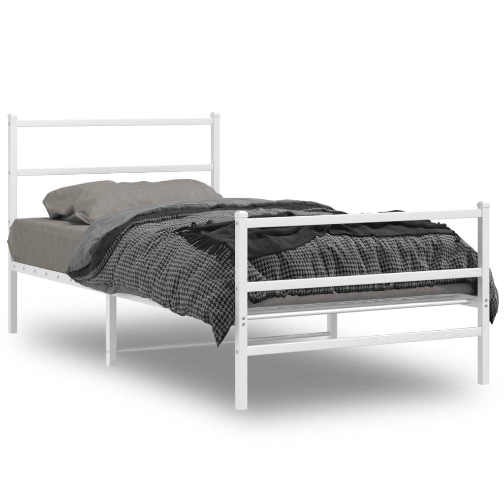 Bedframe met hoofd- en voeteneinde metaal wit 100x190 cm is nu te koop bij PeponiXL, paradijselijk wonen!