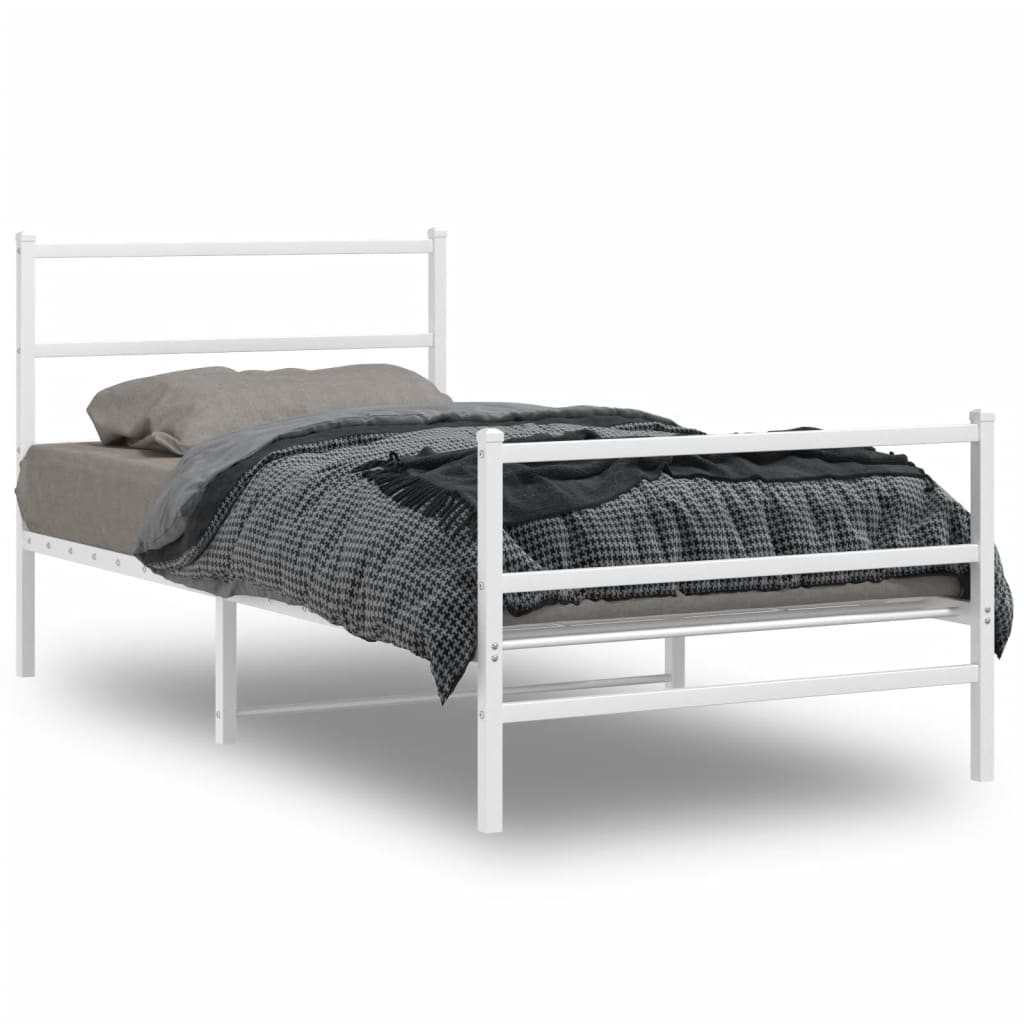 Bedframe met hoofd- en voeteneinde metaal wit 100x200 cm is nu te koop bij PeponiXL, paradijselijk wonen!
