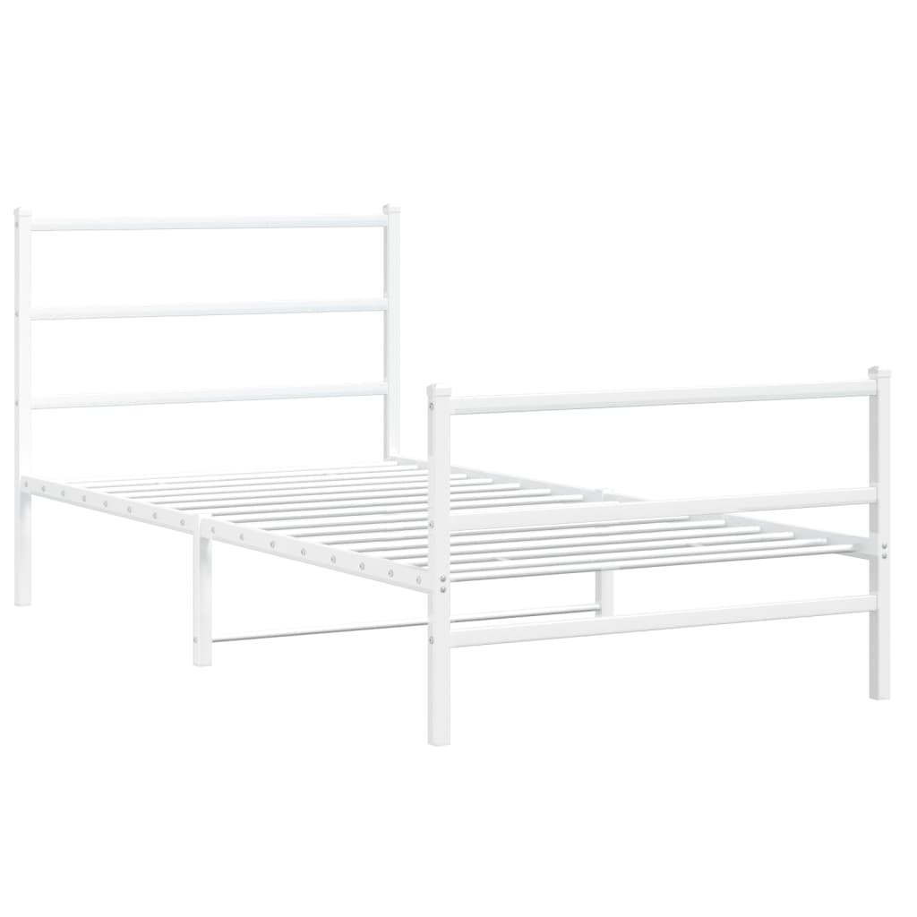 Bedframe met hoofd- en voeteneinde metaal wit 100x200 cm is nu te koop bij PeponiXL, paradijselijk wonen!