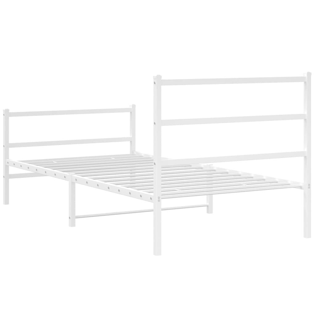 Bedframe met hoofd- en voeteneinde metaal wit 100x200 cm is nu te koop bij PeponiXL, paradijselijk wonen!