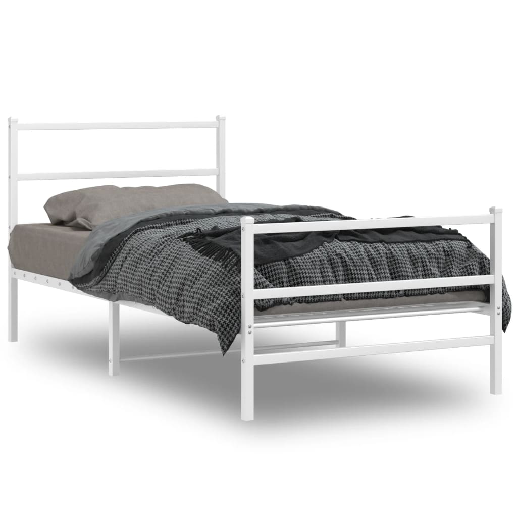 Bedframe met hoofd- en voeteneinde metaal wit 107x203 cm is nu te koop bij PeponiXL, paradijselijk wonen!