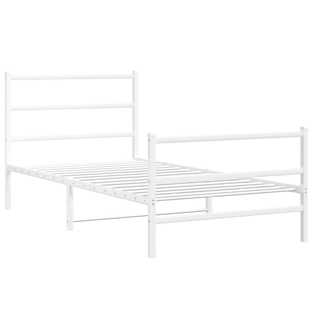 Bedframe met hoofd- en voeteneinde metaal wit 107x203 cm is nu te koop bij PeponiXL, paradijselijk wonen!
