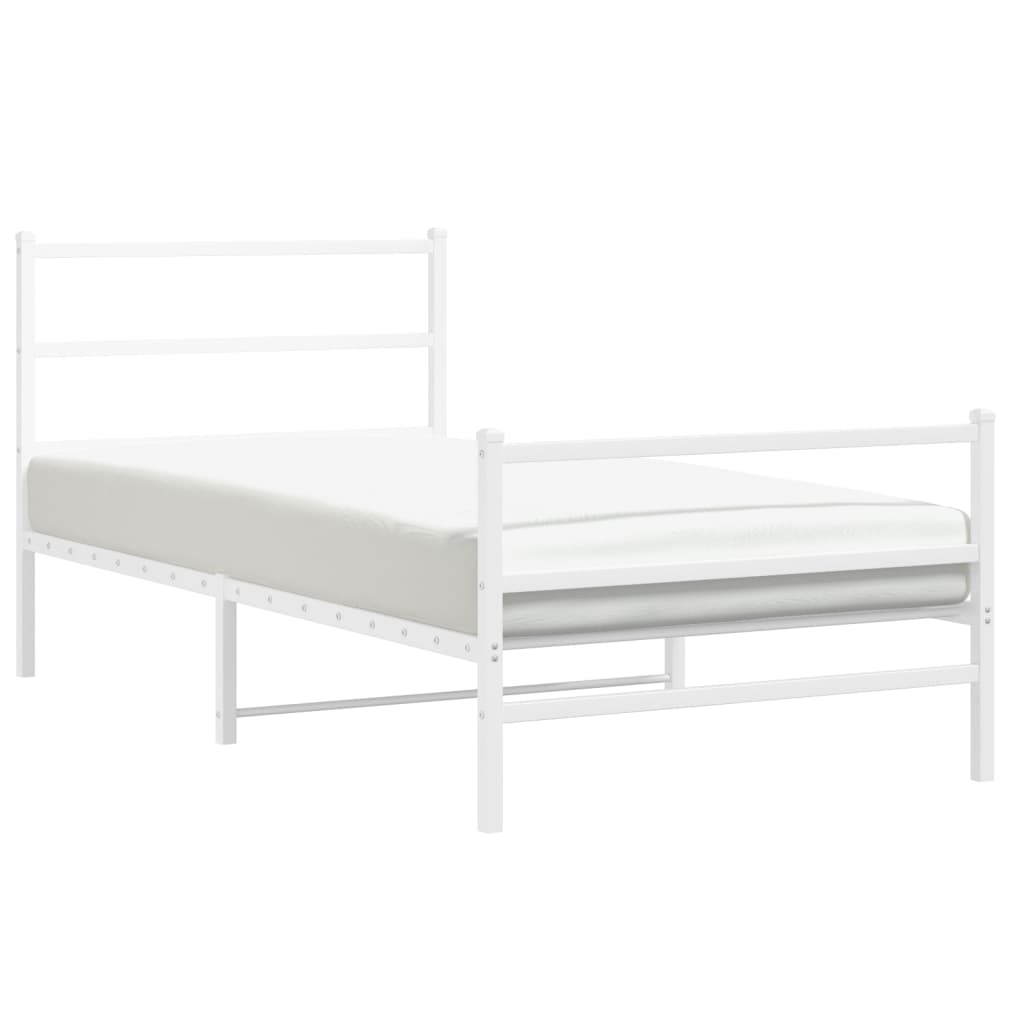 Bedframe met hoofd- en voeteneinde metaal wit 107x203 cm is nu te koop bij PeponiXL, paradijselijk wonen!