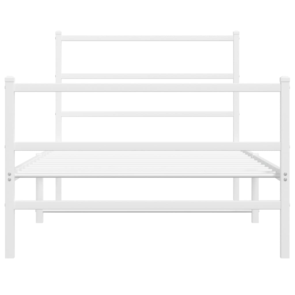 Bedframe met hoofd- en voeteneinde metaal wit 107x203 cm is nu te koop bij PeponiXL, paradijselijk wonen!