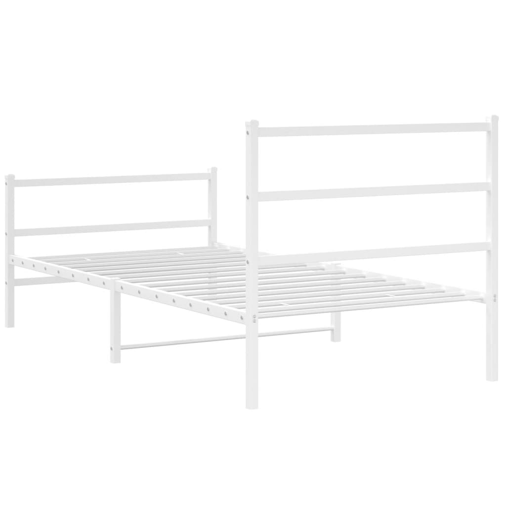 Bedframe met hoofd- en voeteneinde metaal wit 107x203 cm is nu te koop bij PeponiXL, paradijselijk wonen!