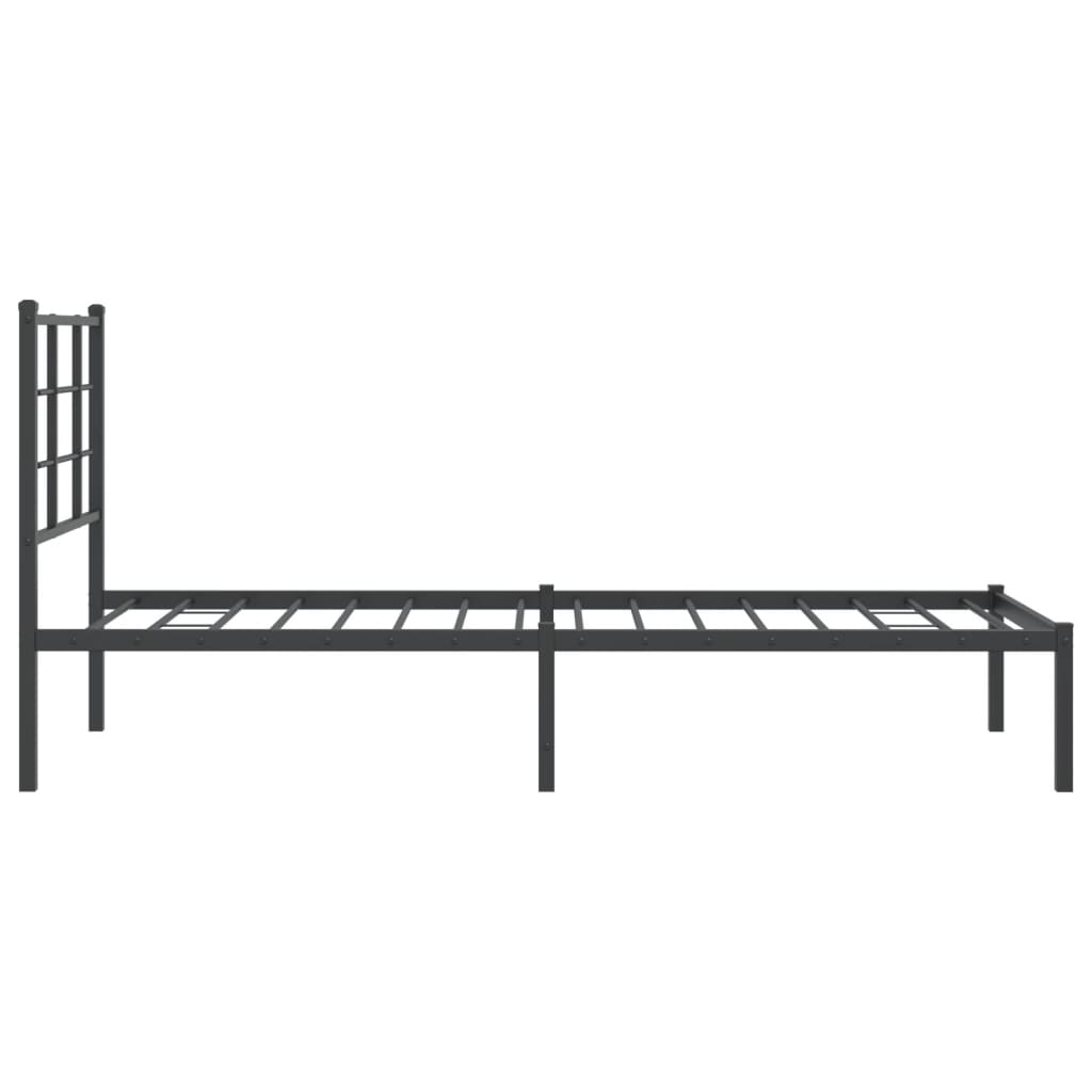 Bedframe met hoofdbord metaal zwart 75x190 cm is nu te koop bij PeponiXL, paradijselijk wonen!