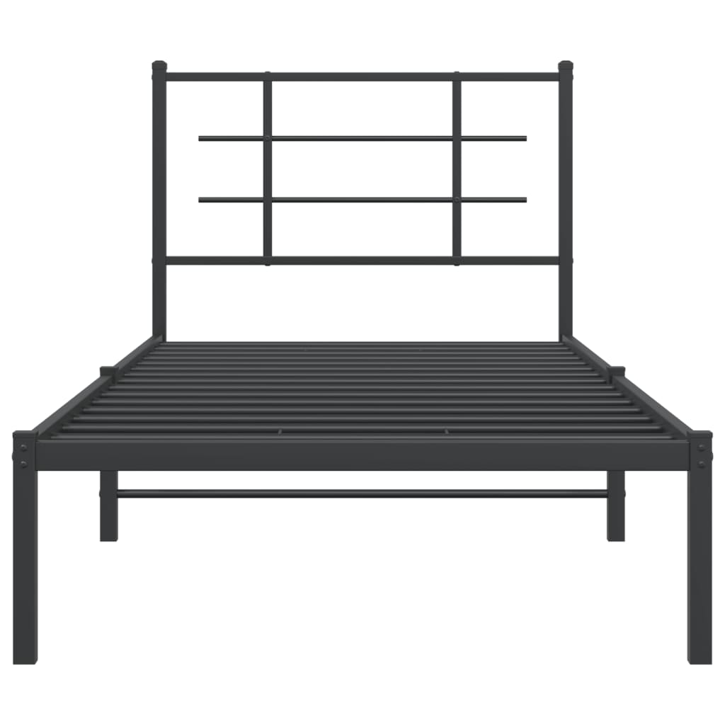 Bedframe met hoofdbord metaal zwart 90x200 cm is nu te koop bij PeponiXL, paradijselijk wonen!