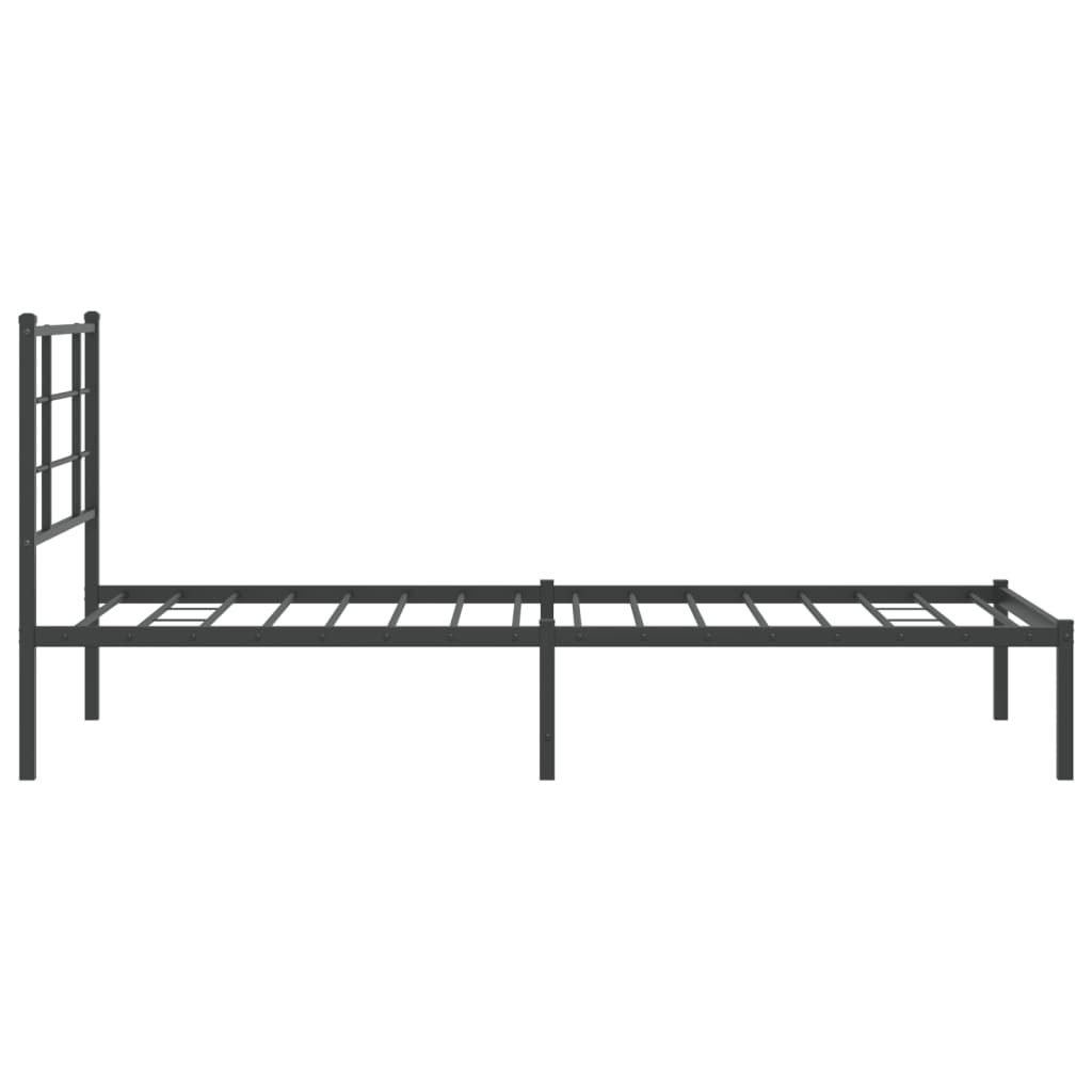 Bedframe met hoofdbord metaal zwart 90x200 cm is nu te koop bij PeponiXL, paradijselijk wonen!