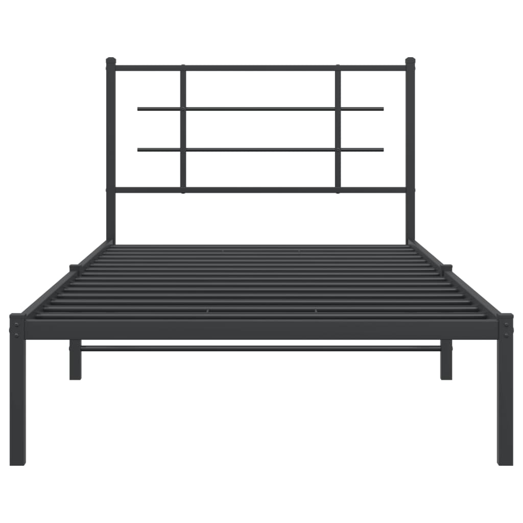 Bedframe met hoofdbord metaal zwart 107x203 cm is nu te koop bij PeponiXL, paradijselijk wonen!