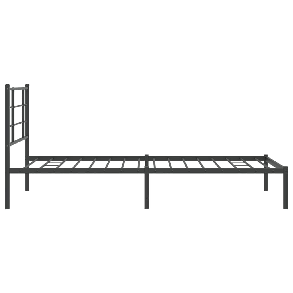 Bedframe met hoofdbord metaal zwart 107x203 cm is nu te koop bij PeponiXL, paradijselijk wonen!