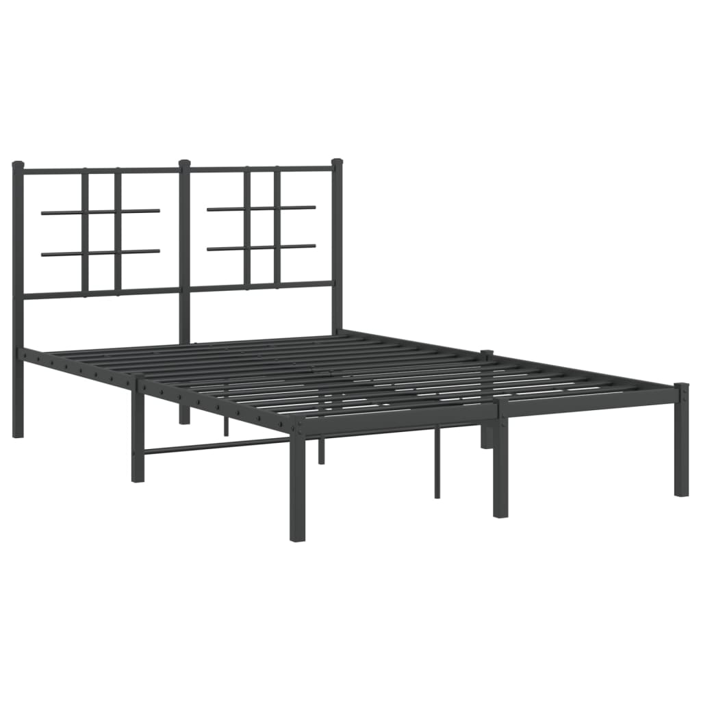 Bedframe met hoofdbord metaal zwart 120x190 cm is nu te koop bij PeponiXL, paradijselijk wonen!
