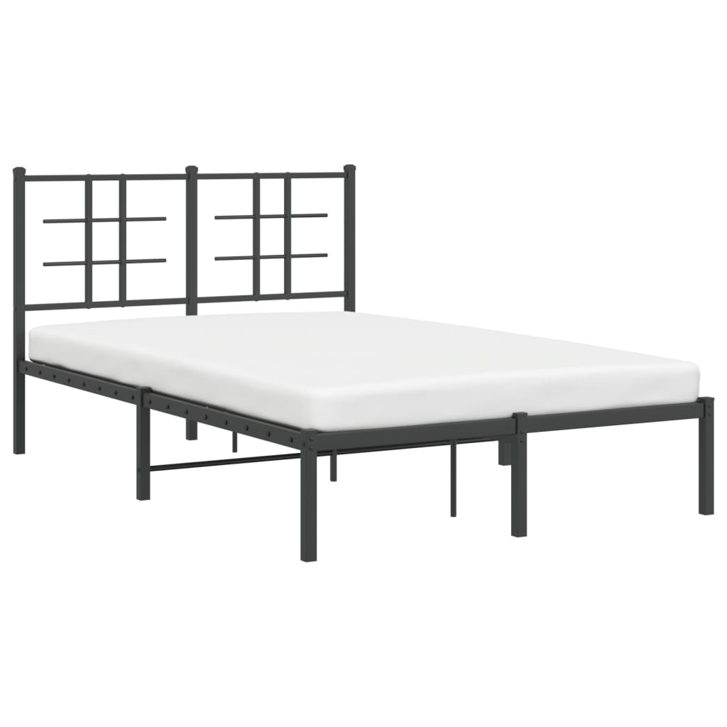 Bedframe met hoofdbord metaal zwart 120x190 cm is nu te koop bij PeponiXL, paradijselijk wonen!