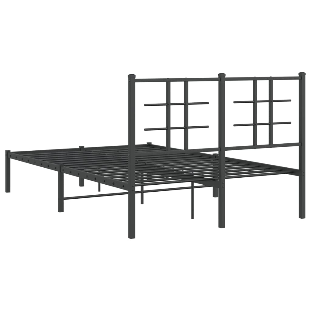 Bedframe met hoofdbord metaal zwart 120x190 cm is nu te koop bij PeponiXL, paradijselijk wonen!