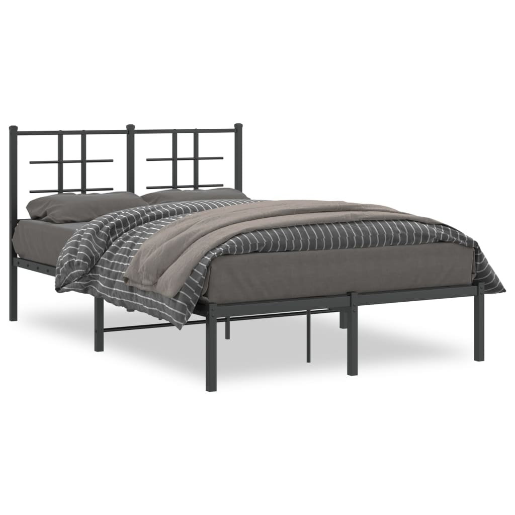 Bedframe met hoofdbord metaal zwart 120x190 cm is nu te koop bij PeponiXL, paradijselijk wonen!